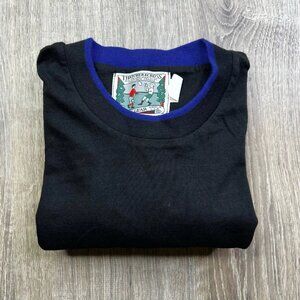 THATCHER & CROSS Short Sleeve Rugby T Shirt Black Blue Size S Small